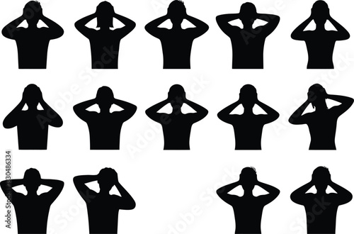 Headache silhouette vector set