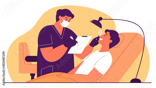 A dentist treating a patient in a dental clinic setting