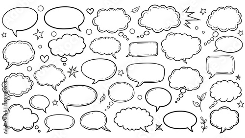 Hand drawn speech bubbles and thought bubbles collection in vector format