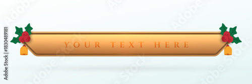 Elegant Gold Christmas Banner with Festive Ornaments and Decorative Holiday Border Lower Third Design