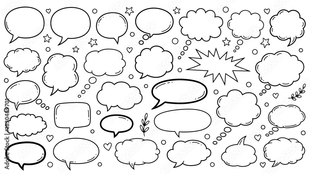 Fototapeta premium Hand drawn speech bubbles and thought bubbles collection in vector format