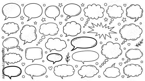Hand drawn speech bubbles and thought bubbles collection in vector format