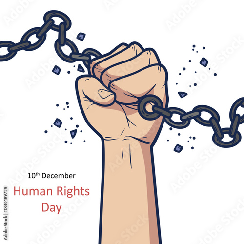 Human Rights Day Freedom Illustration  Breaking Chains Symbol