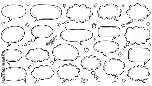 Hand drawn speech bubbles and thought bubbles collection for comic design
