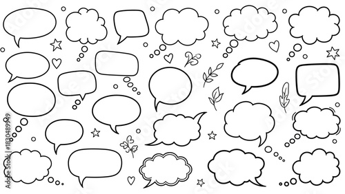 Hand drawn speech bubbles and thought bubbles collection in vector format