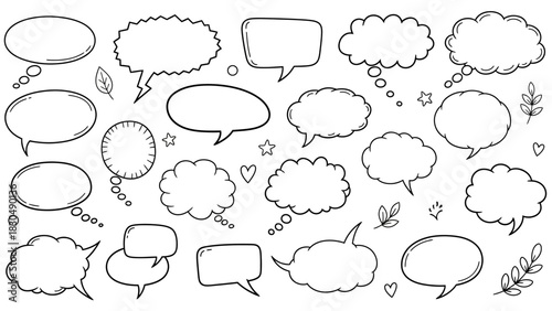 Hand drawn speech bubbles and thought bubbles collection for design and illustration