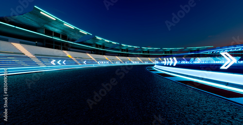 Wallpaper Mural 3d rendering futuristic racetrack with stadium and neon illumination at night Torontodigital.ca