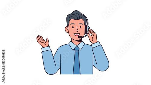 Man Wearing Headset Giving Customer Support with Positive Attitude