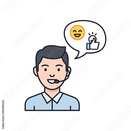 Customer Service Representative with Idea in Thought Bubble