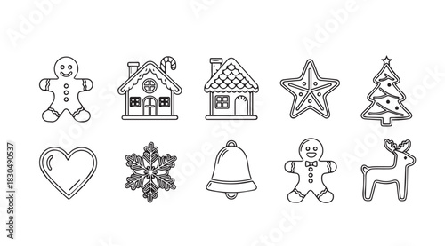 Collection of festive christmas cookie cutter silhouettes for baking and crafting silhouette