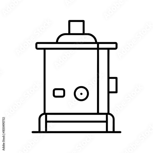 Illustration of a water heater with simple outline on transparent background