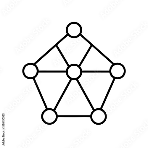 Illustration of a pentagon with central connections on transparent background