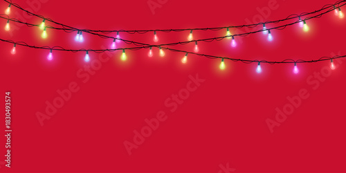 A colorful garland. A vibrant decoration for Christmas cards, websites, and posters. Vector illustration.