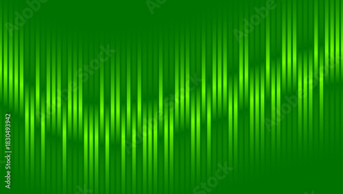 Abstract Green Vertical Stripes Background with Dynamic Digital Sound Wave Effect