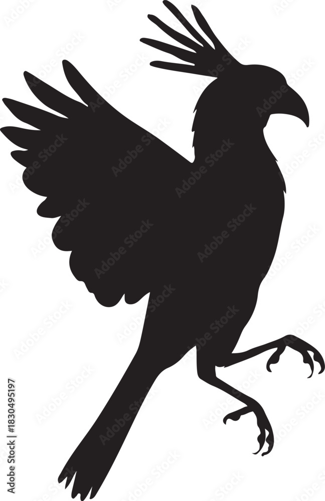 Naklejka premium Flying crow silhouette vector illustration isolated on a white background