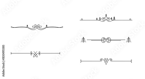 Elegant decorative dividers with intricate patterns and designs on a white background