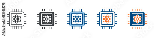 Quantum Computing Icon Set Multiple Style Collection 