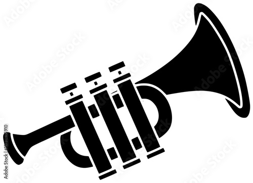 trumpet illustration music silhouette musical logo jazz icon instrument outline orchestra brass musician sound band gold valve equipment entertainment shape with vector graphic background