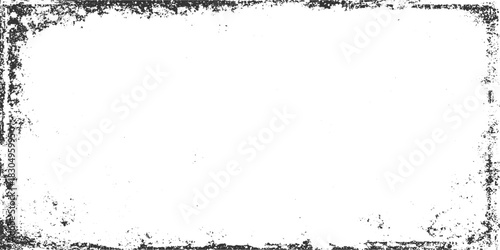 Black textured grunge border with white distressed center vector