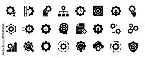 Setup and settings icon set. Engineering symbol. Vector illustration.