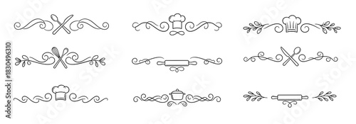 Elegant decorative kitchen dividers with culinary motifs in vintage style