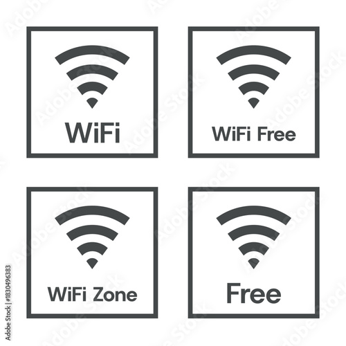 wifi zone icon set, free wifi sign