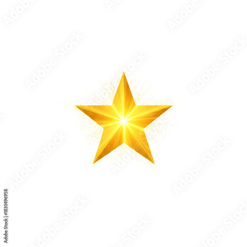 Shining Gold Star Icon on transparent background