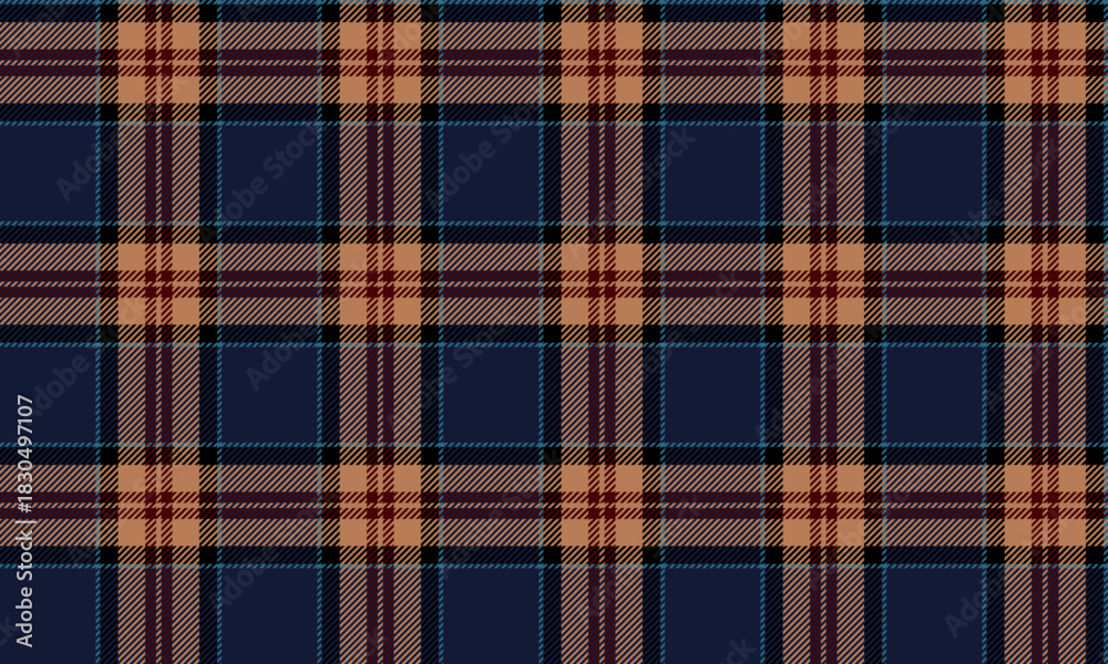 Fototapeta premium Seamless plaid pattern in blue, beige, red, and blue for clothing, skirts, pants, dresses, and blankets. Gives a classic and modern feel.