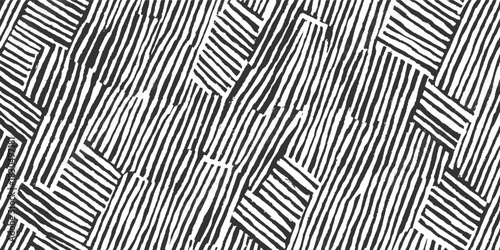 Black and white abstract pattern of irregular diagonal stripes and blocks vector