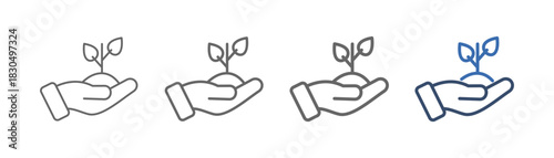 
outline icon set environment with hand and plant design