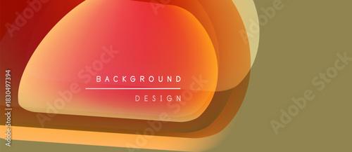 Abstract design features overlapping shapes, warm colors. Gradient transitions create depth, modern aesthetic. Text reads background design.