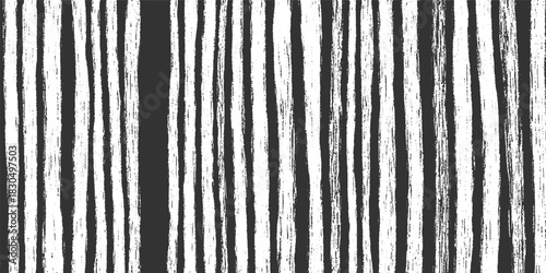 Black and white vertical brush stroke stripes textured background abstract