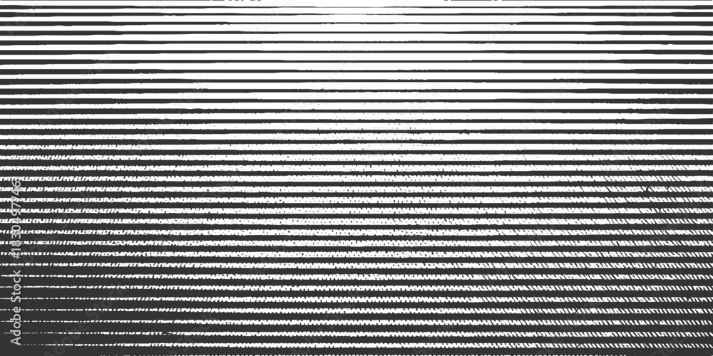Obraz premium Black and white horizontal lines with gradient density and textured patterns abstract background
