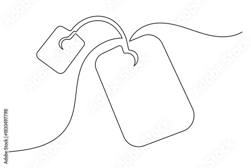 Hot tea bag simple single line art drawing outline illustration minimal