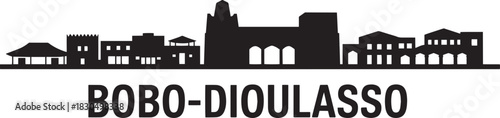 Bobo-dioulasso cityscape silhouette featuring iconic burkinabé architecture vector illustration art