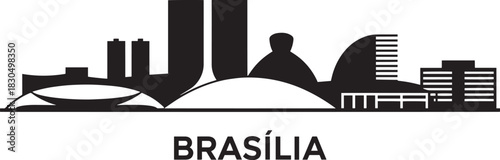 Brasília brazil cityscape silhouette vector drawing showcasing modernist architectural monuments panorama