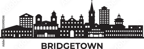 Fotografie Bridgetown barbados cityscape silhouette architecture vector outline graphic dep