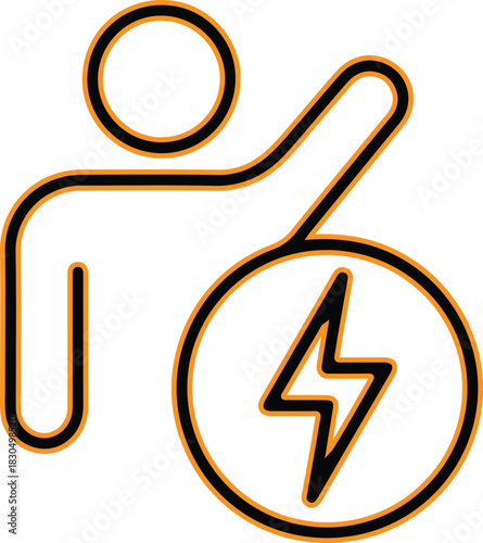 Person with lightning bolt symbol representing energy or power