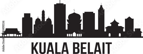 Kuala belait brunei city skyline silhouette detailed vector illustration famous asian architectural landmarks