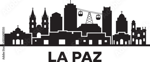 La paz bolivia city skyline vector silhouette cable car modern architecture andes region landmark icon