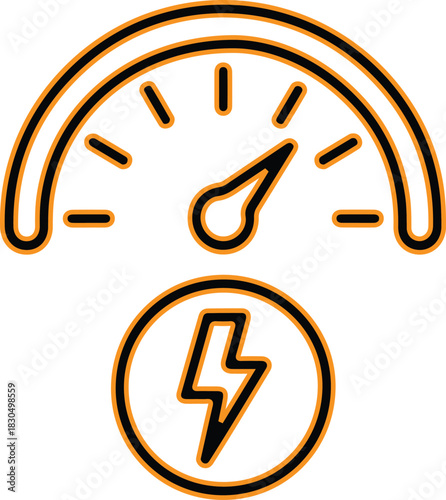 Speedometer and lightning bolt icon representing energy and speed