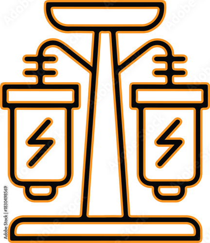 Vintage street lamp with lightning bolt symbol icon