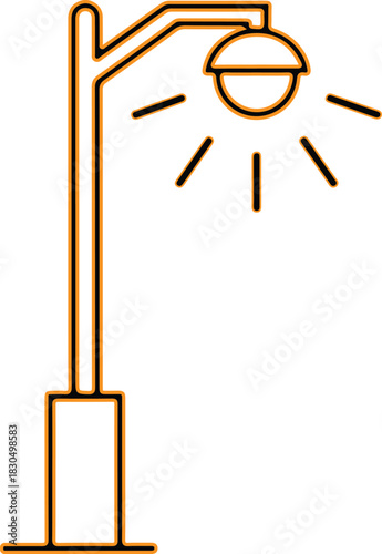 Simple line art illustration of a street lamp with light rays