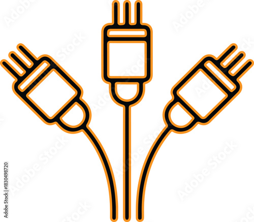 Three audio video cables with connectors in a bundle