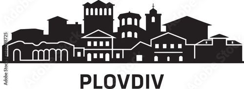 Plovdiv bulgaria european city skyline silhouette detailed vector illustration outline banner template
