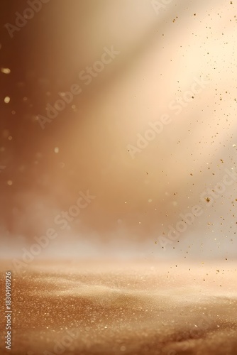 Golden light beams illuminate dusty atmospheric background