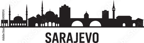 Sarajevo bosnia and herzegovina city skyline silhouette illustration famous architecture landmarks cityscape vector