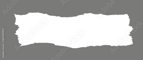 Torn paper frame background. White blank sheet wallpaper with jagged edges. Ripped grunge element bundle for poster, text box, banner. Vector Ilustration