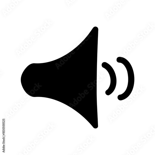Black silhouette of a speaker or megaphone with sound wave signal