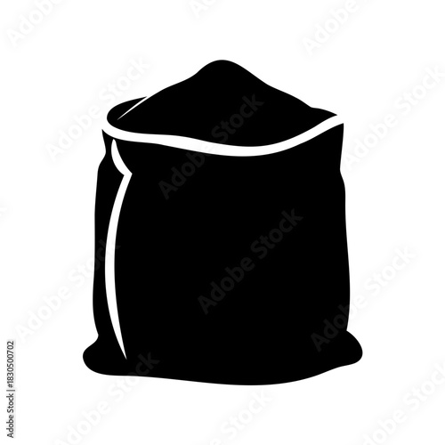Stylized vector illustration of a full bag, sack or burlap in silhouette